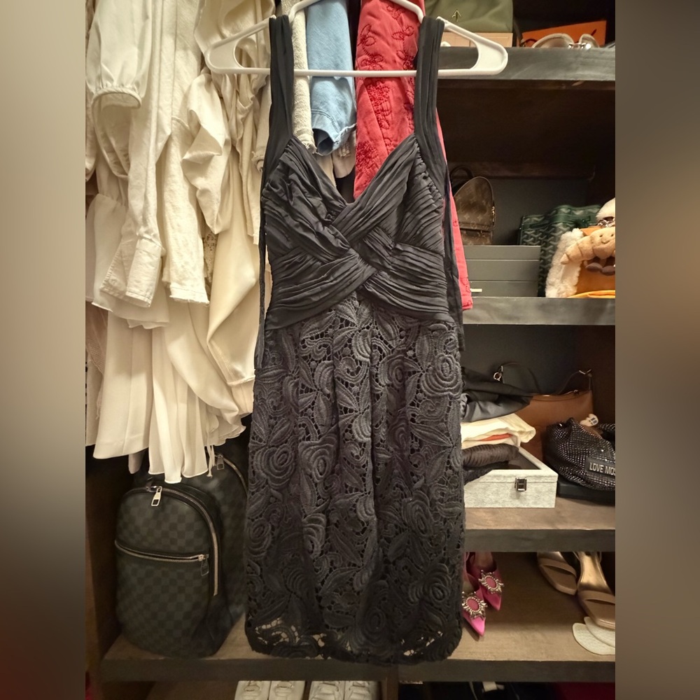 BCBGMaxAzria Black Textured Midi Dress